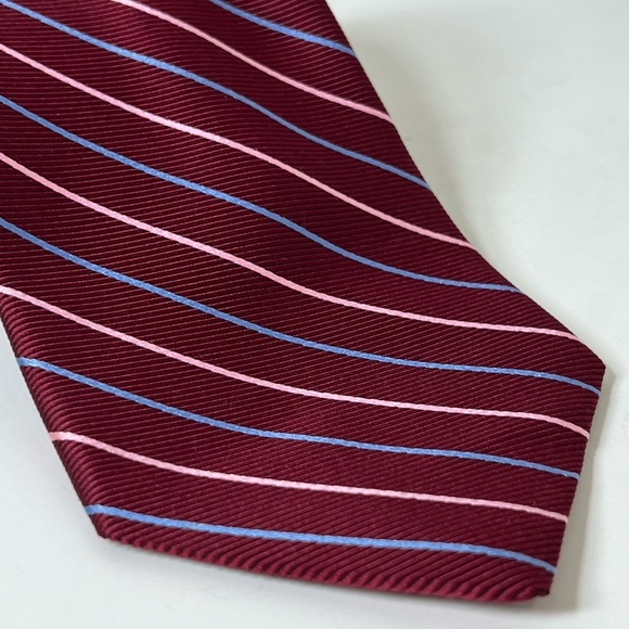 Brooks Brothers Stain Resistant Elegant Striped Tie in Burgundy and Blue - Picture 3 of 10